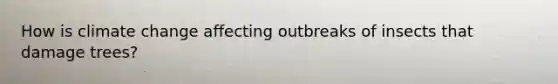 How is climate change affecting outbreaks of insects that damage trees?