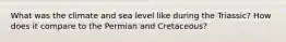 What was the climate and sea level like during the Triassic? How does it compare to the Permian and Cretaceous?