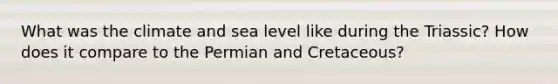 What was the climate and sea level like during the Triassic? How does it compare to the Permian and Cretaceous?