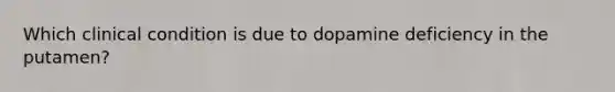 Which clinical condition is due to dopamine deficiency in the putamen?