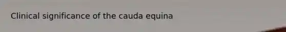 Clinical significance of the cauda equina