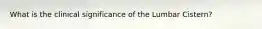 What is the clinical significance of the Lumbar Cistern?
