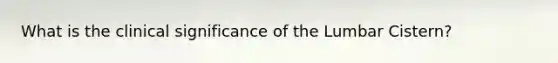 What is the clinical significance of the Lumbar Cistern?