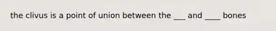 the clivus is a point of union between the ___ and ____ bones