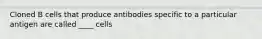 Cloned B cells that produce antibodies specific to a particular antigen are called ____ cells