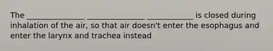 The _______________ _______________ ____________ is closed during inhalation of the air, so that air doesn't enter the esophagus and enter the larynx and trachea instead