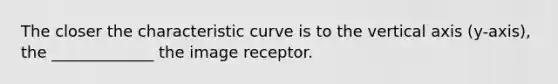 The closer the characteristic curve is to the vertical axis (y-axis), the _____________ the image receptor.