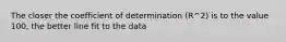 The closer the coefficient of determination (R^2) is to the value 100, the better line fit to the data