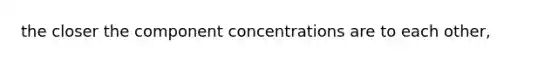 the closer the component concentrations are to each other,