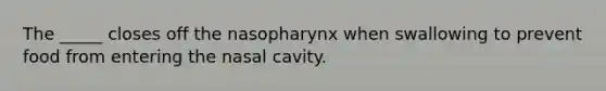 The _____ closes off the nasopharynx when swallowing to prevent food from entering the nasal cavity.