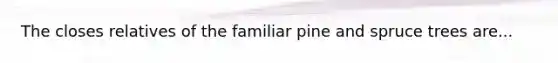 The closes relatives of the familiar pine and spruce trees are...