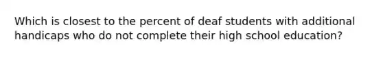 Which is closest to the percent of deaf students with additional handicaps who do not complete their high school education?