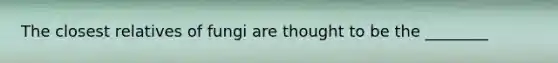 The closest relatives of fungi are thought to be the ________