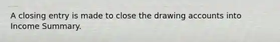 A closing entry is made to close the drawing accounts into Income Summary.