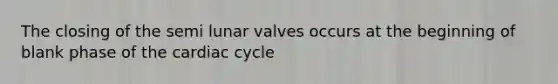 The closing of the semi lunar valves occurs at the beginning of blank phase of the cardiac cycle