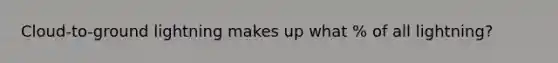 Cloud-to-ground lightning makes up what % of all lightning?