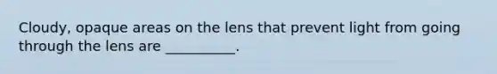 Cloudy, opaque areas on the lens that prevent light from going through the lens are __________.