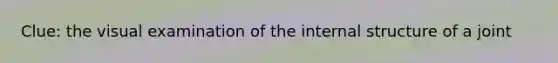 Clue: the visual examination of the internal structure of a joint