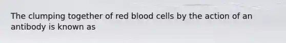 The clumping together of red blood cells by the action of an antibody is known as