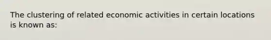 The clustering of related economic activities in certain locations is known as: