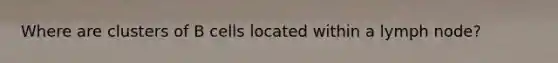 Where are clusters of B cells located within a lymph node?