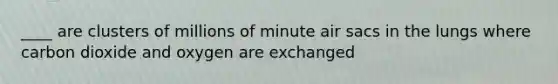 ____ are clusters of millions of minute air sacs in the lungs where carbon dioxide and oxygen are exchanged