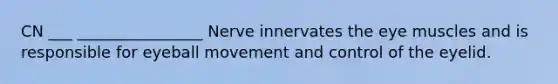 CN ___ ________________ Nerve innervates the eye muscles and is responsible for eyeball movement and control of the eyelid.