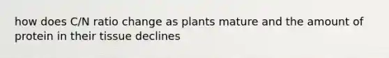 how does C/N ratio change as plants mature and the amount of protein in their tissue declines