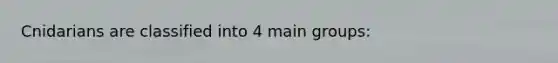 Cnidarians are classified into 4 main groups:
