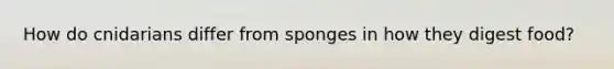 How do cnidarians differ from sponges in how they digest food?