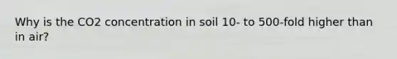 Why is the CO2 concentration in soil 10- to 500-fold higher than in air?