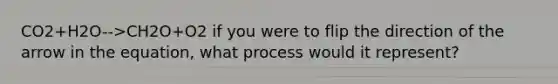 CO2+H2O-->CH2O+O2 if you were to flip the direction of the arrow in the equation, what process would it represent?