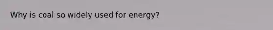 Why is coal so widely used for energy?