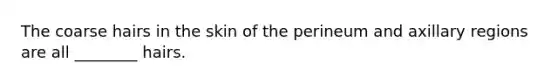 The coarse hairs in the skin of the perineum and axillary regions are all ________ hairs.