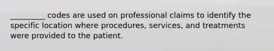 _________ codes are used on professional claims to identify the specific location where procedures, services, and treatments were provided to the patient.