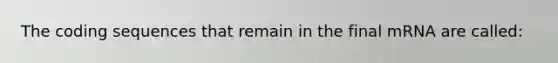 The coding sequences that remain in the final mRNA are called: