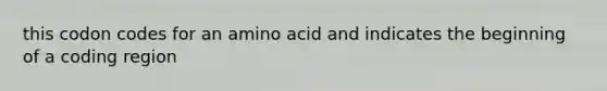 this codon codes for an amino acid and indicates the beginning of a coding region