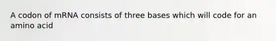 A codon of mRNA consists of three bases which will code for an amino acid