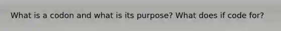 What is a codon and what is its purpose? What does if code for?