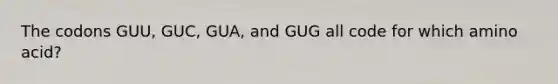 The codons GUU, GUC, GUA, and GUG all code for which amino acid?