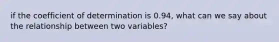 if the coefficient of determination is 0.94, what can we say about the relationship between two variables?