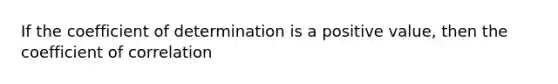 If the coefficient of determination is a positive value, then the coefficient of correlation