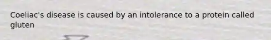 Coeliac's disease is caused by an intolerance to a protein called gluten