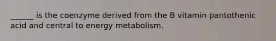 ______ is the coenzyme derived from the B vitamin pantothenic acid and central to energy metabolism.