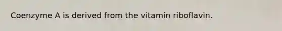 Coenzyme A is derived from the vitamin riboflavin.