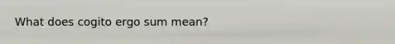 What does cogito ergo sum mean?