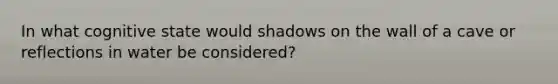 In what cognitive state would shadows on the wall of a cave or reflections in water be considered?