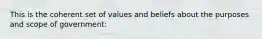 This is the coherent set of values and beliefs about the purposes and scope of government: