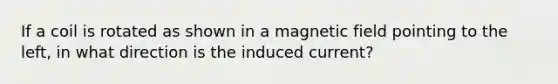 If a coil is rotated as shown in a magnetic field pointing to the left, in what direction is the induced current?