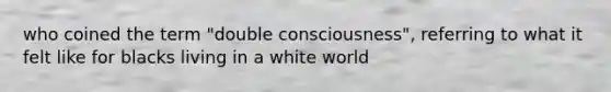 who coined the term "double consciousness", referring to what it felt like for blacks living in a white world